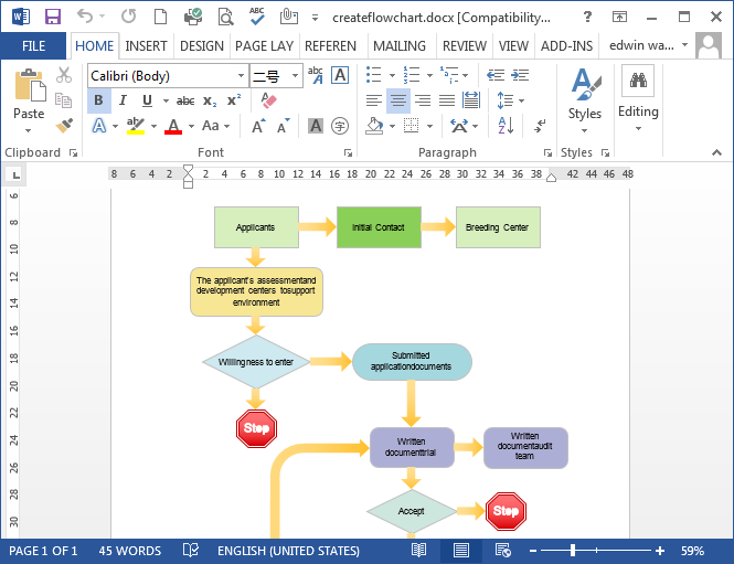 Flowcharts In Word Free Word Template 7186