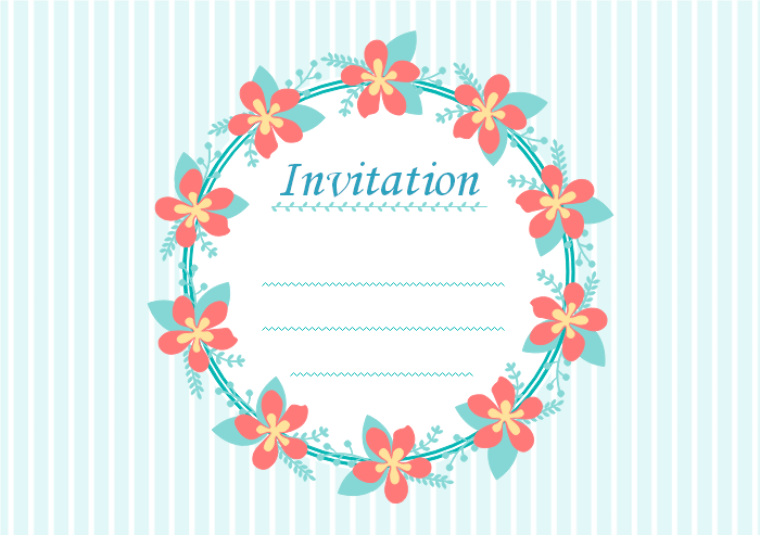 Invitation Card with Flower Wreath