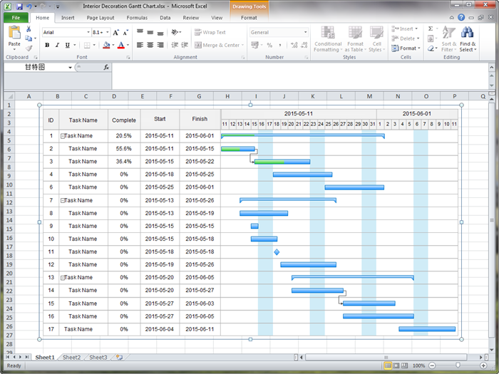 Gantt-Diagramm für Excel erstellen