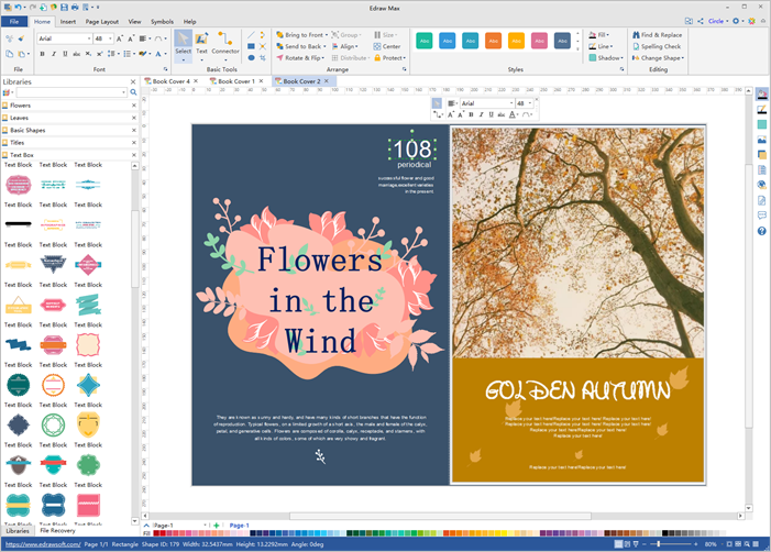 book cover design software interface