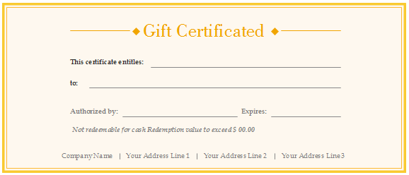 gift certificate with ribbon and bow | Gift card template, Gift certificate  template, Free gift cards online