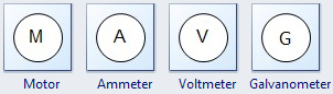 Motor, Amperemeter, Voltmeter