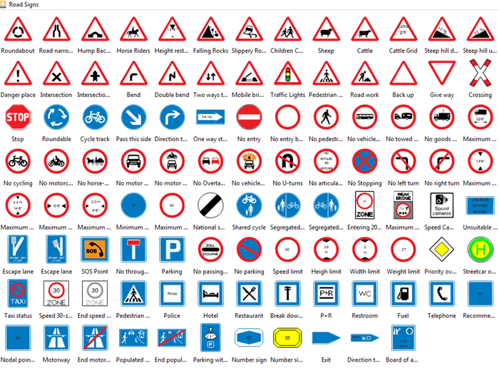 road signs and meanings list