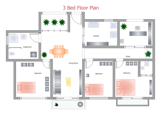Exemple de plan de maison de trois-lit