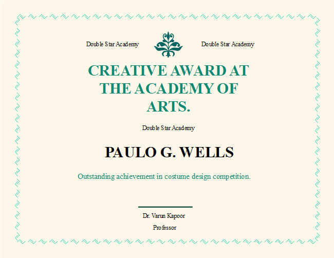 Academy Award Certificate