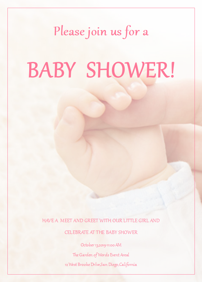 Baby Hand Baby Shower Invitation Card
