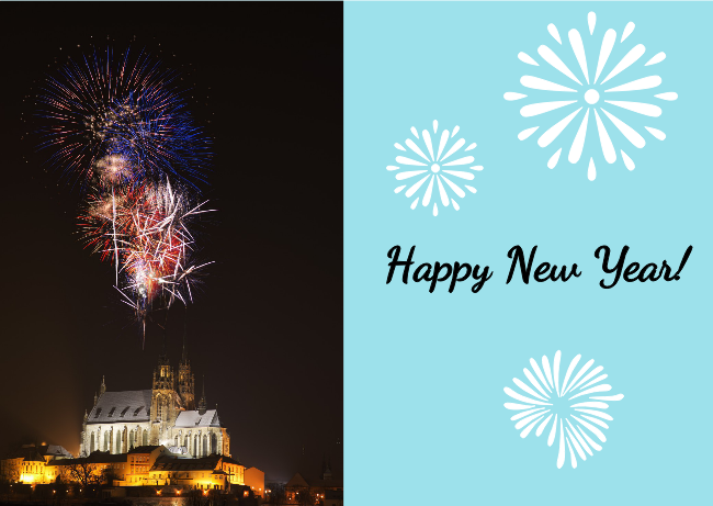 Castle Fireworks New Year Card