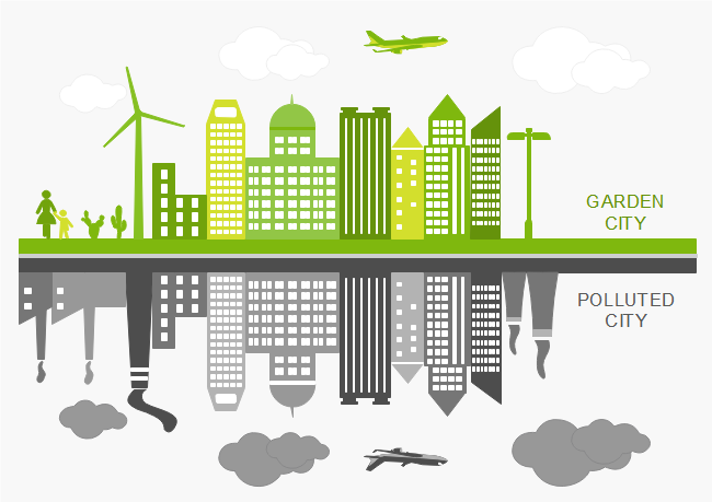Modèle d'infographie sur la pollution des villes