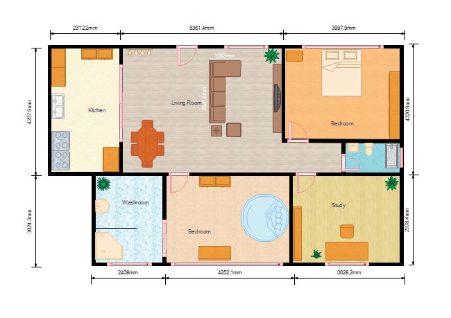 Coloured Floor Plan Of A House