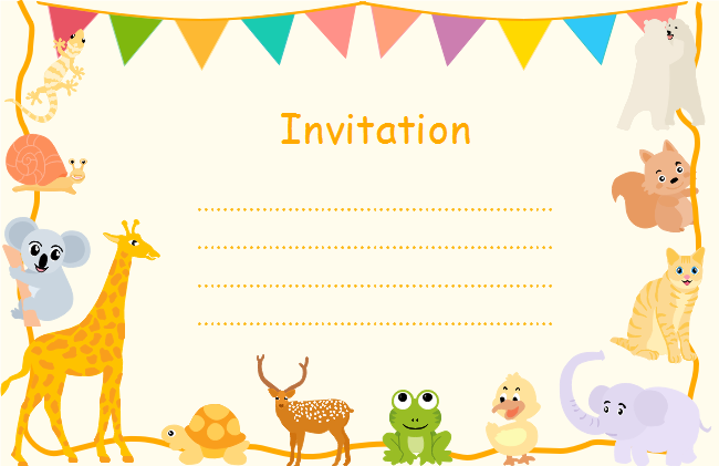 Cute Animals Invitation Card