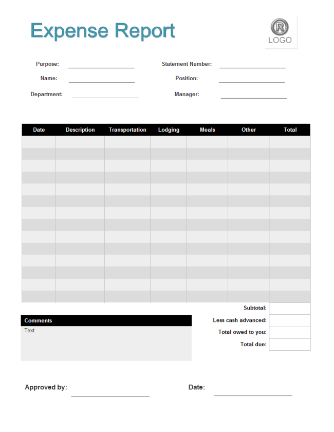 property expense report template