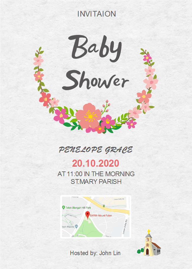 Gray Background Baby Shower Invitation Card