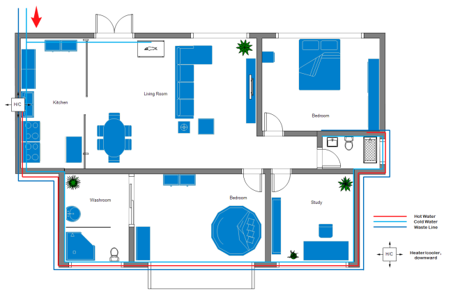 Free Printable Home Plumbing and Piping Plan Example