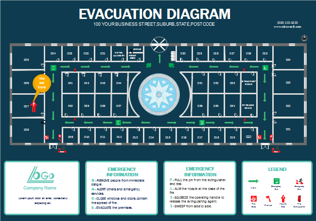 Plantilla del Plano de Evacuación contra Incendios en Hoteles
