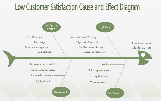 Beispiel für ein Ursache- und Wirkungsdiagramm zur Kundenzufriedenheit