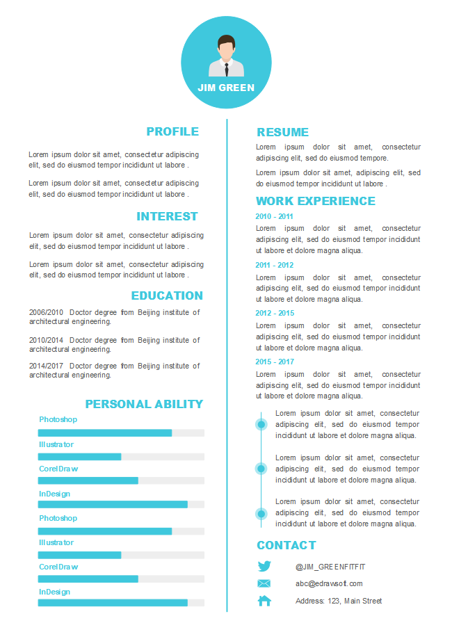 Middle Line Infographic Resume