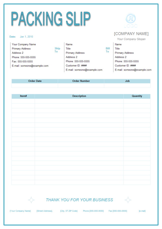 Packing Slip Free Packing Slip Templates