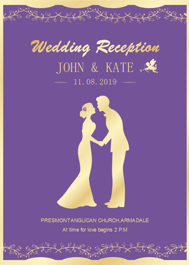 Free Purple Background Wedding Invitation Templates