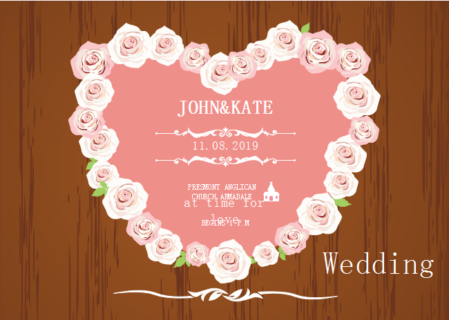 Rose Heart Wedding Invitation Card