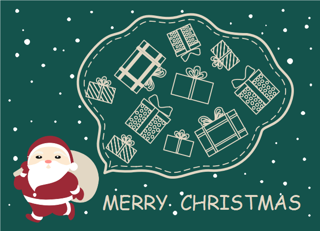 Cartolina di Natale del sacchetto del regalo di Babbo Natale