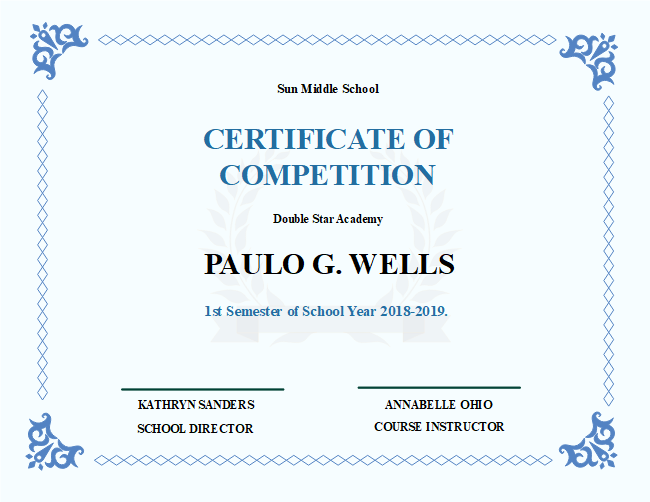 school certificate samples
