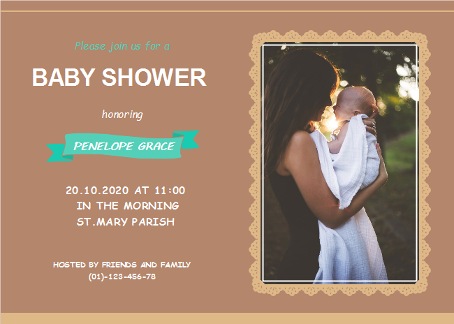 Single Photo Baby Shower Invitation Card