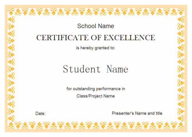 Student Excellence Award Free Student Excellence Award Templates