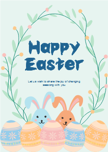 Bunnies And Eggs Easter Day Card